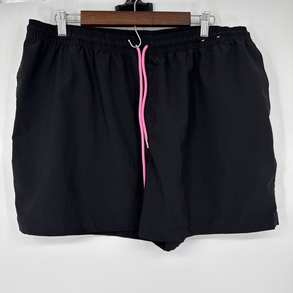 Chubbies Shorts Mens 2XL Black Flamingo Neon Swim Trunks 5.5 Inseam Drawstring